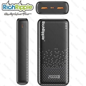 Power Bank 20000mAh, avec banque d'alimentation de charge rapide à 2 entrées et 2 sorties